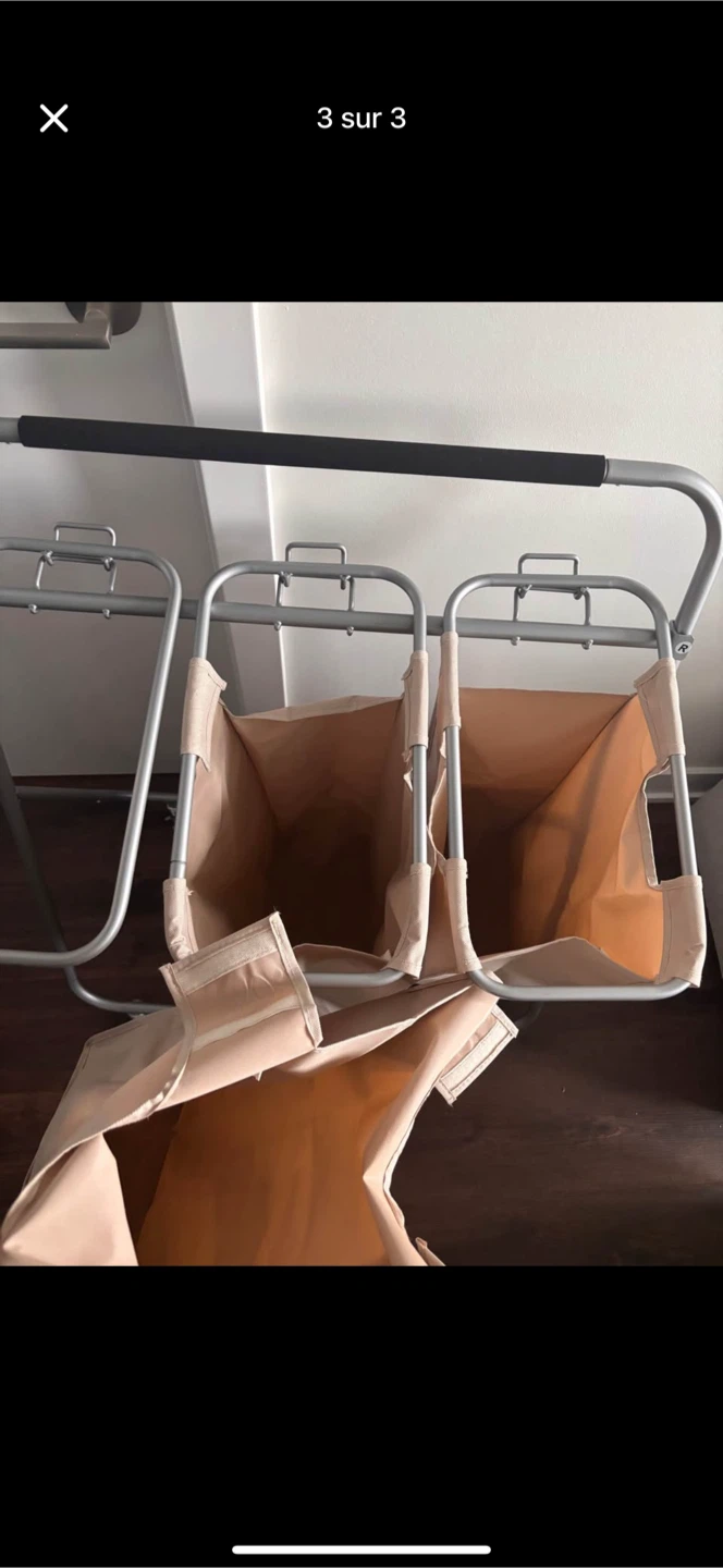 3 Section Rolling Laundry Sorter - photo 3