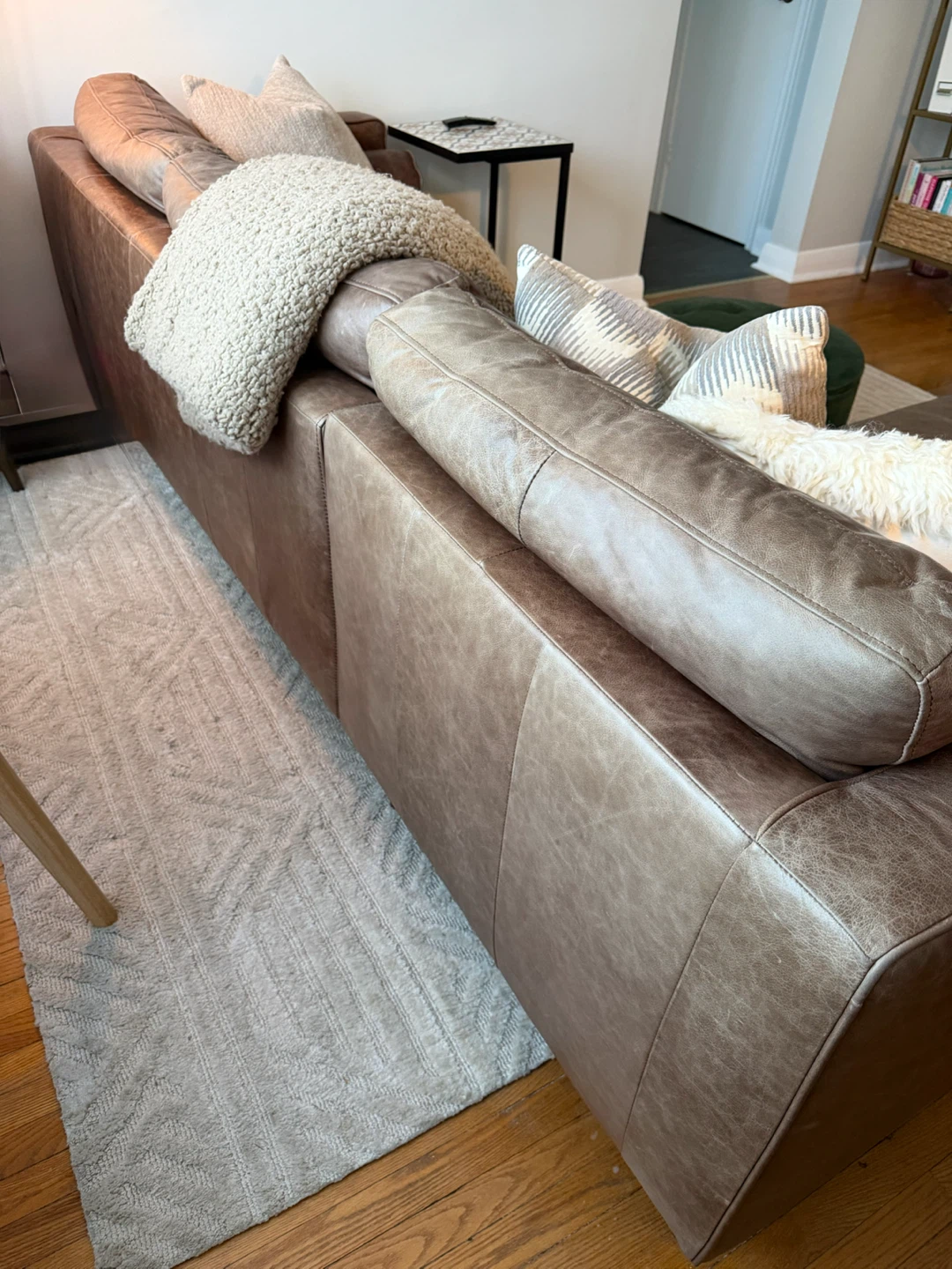 mid-century modern left-facing 100% leather sectional sofa - photo 5