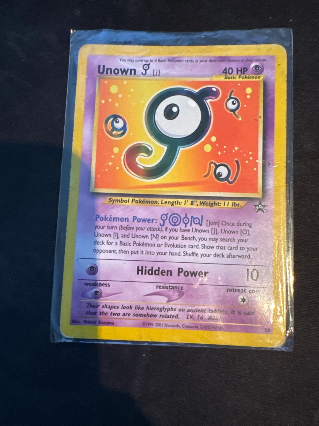 Pokemon Unown J Black Star Promo Card #38