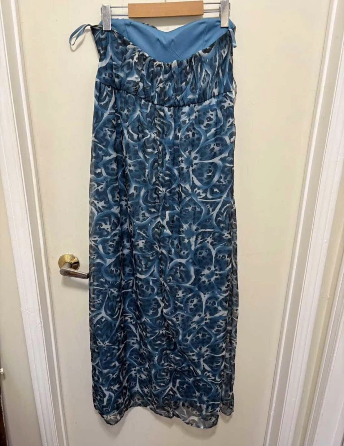 Charlotte Russe Blue Print Strapless Maxi Dress Size Small - photo 2