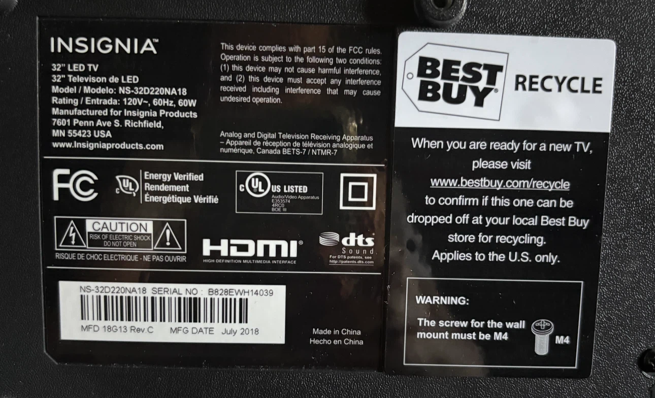 Insignia 32" LED TV NS-32D220NA18 - photo 4