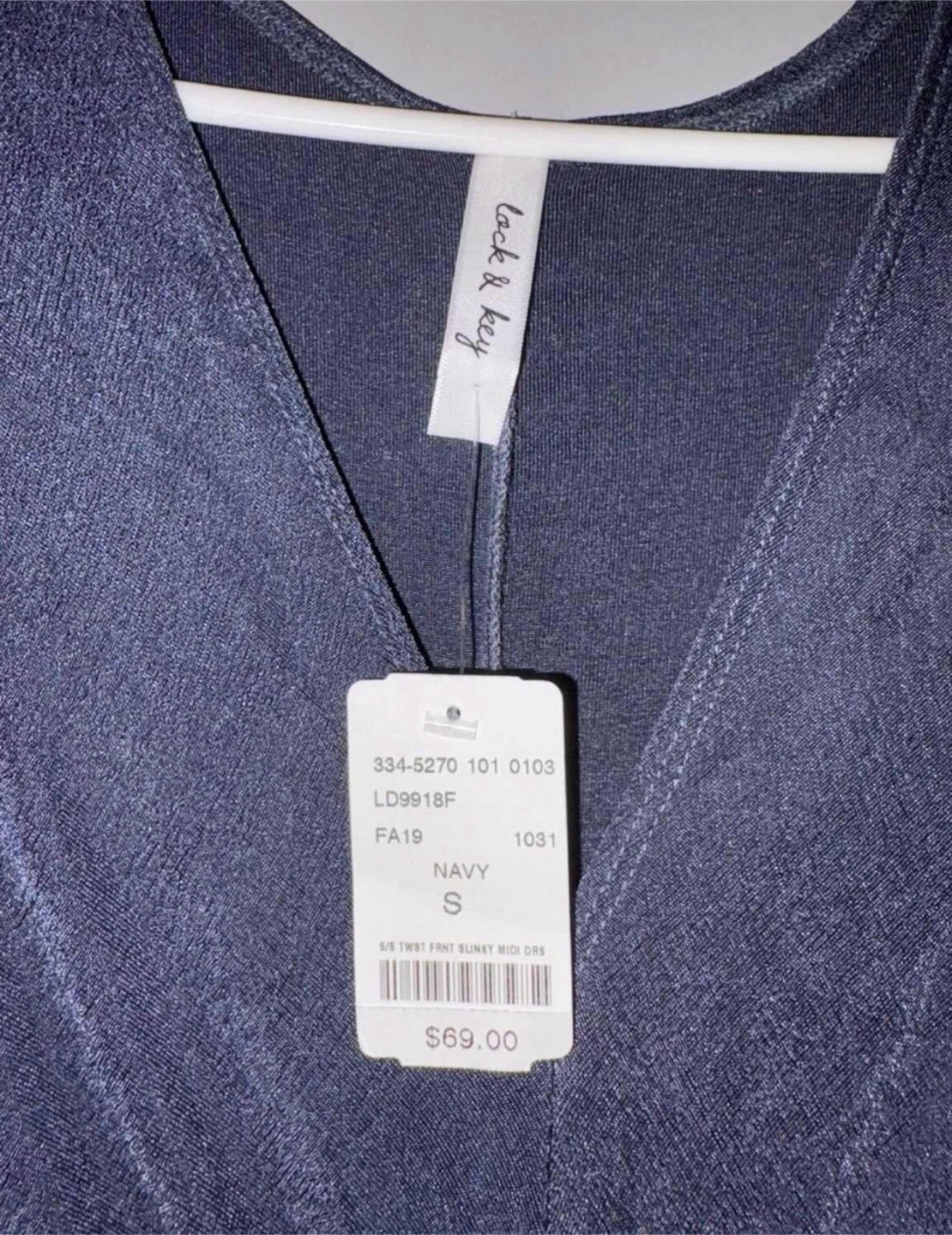 Lock & Key Navy Twist Front Midi Dress - Size S - photo 3