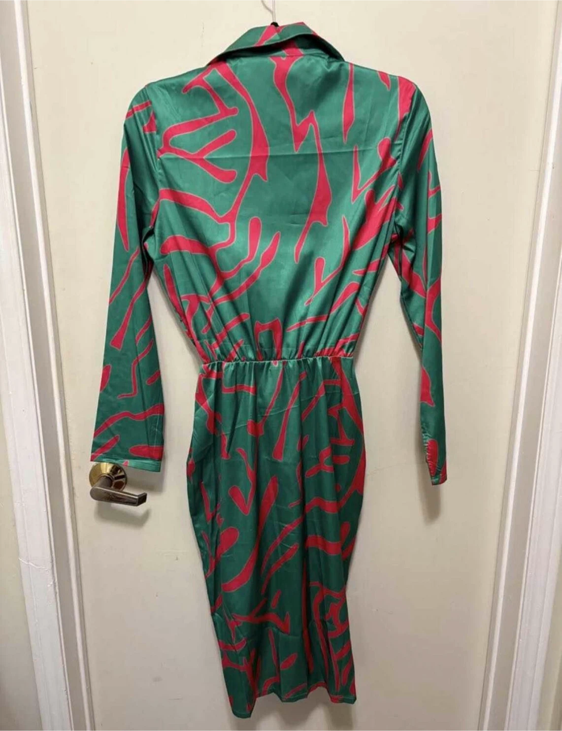 CHICME Women's Green and Pink Patterned Shirt Dress Size S - photo 2