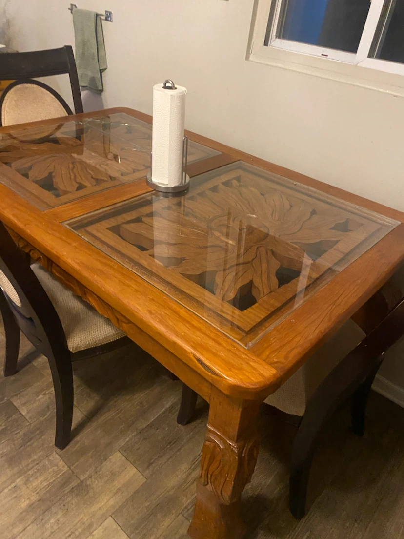 Wooden Dining Table Sun Carving - photo 2