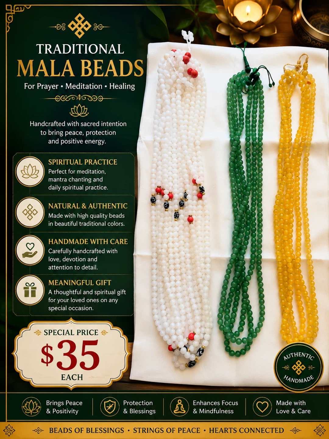 Traditional Beaded Mala for Prayer & Meditation