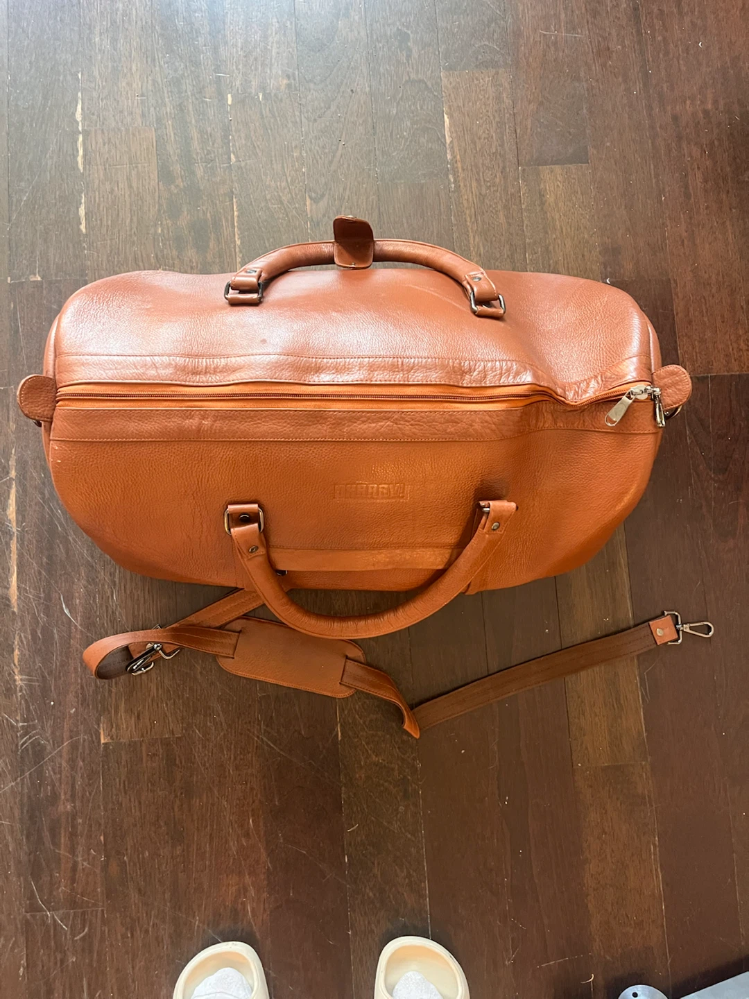 Vintage Brown Leather Duffle Bag Weekender Travel Bag - photo 2