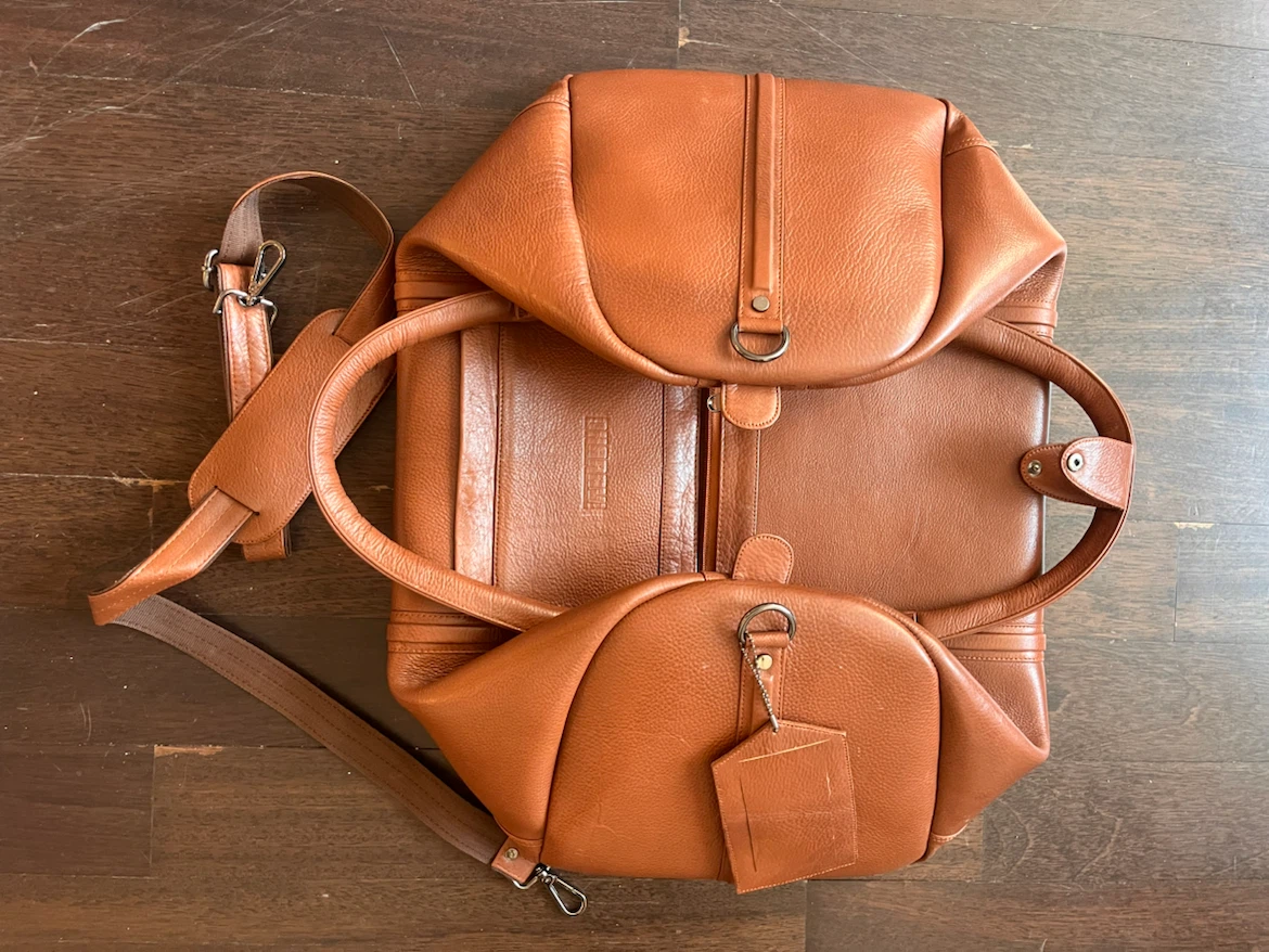 Vintage Brown Leather Duffle Bag Weekender Travel Bag - photo 3