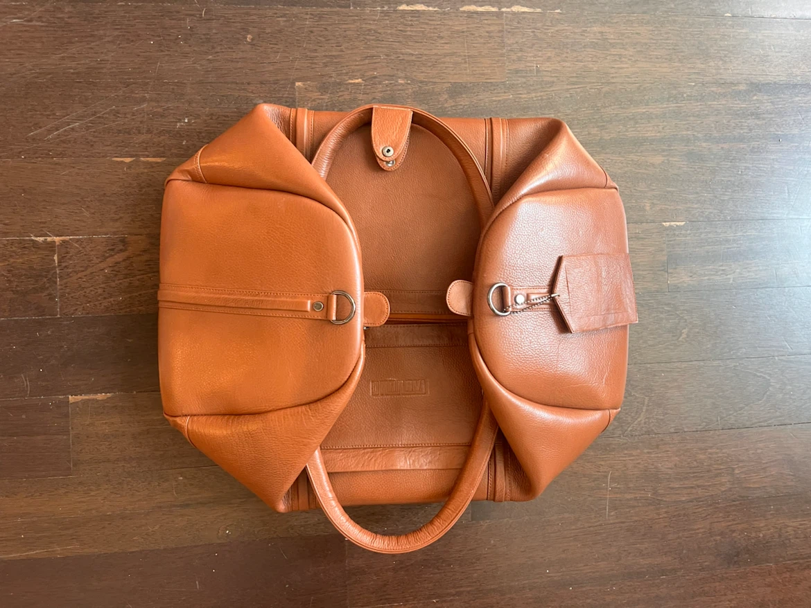 Vintage Brown Leather Duffle Bag Weekender Travel Bag - photo 4