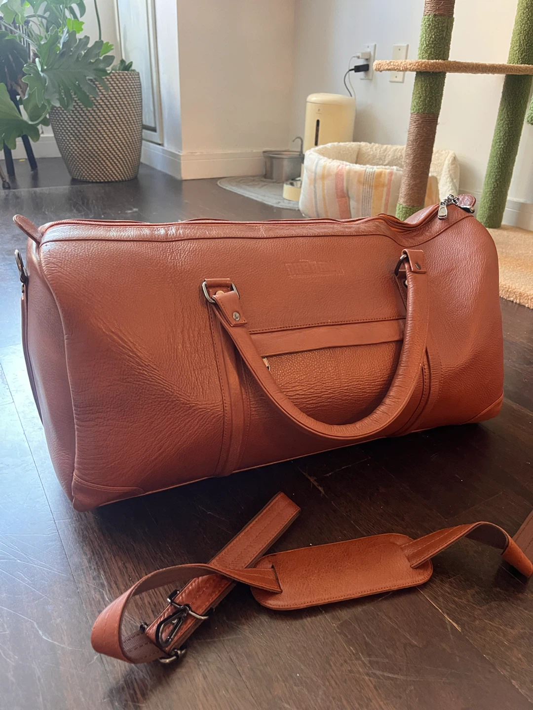 Vintage Brown Leather Duffle Bag Weekender Travel Bag - photo 5