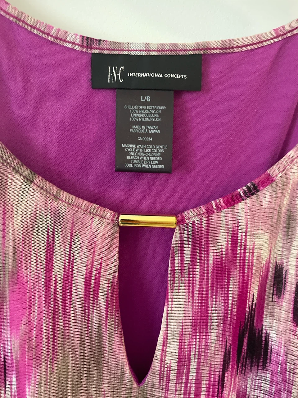 INC Int’l Women's Tank Top - Pink/Grey Abstract Print - Size L/G - photo 2
