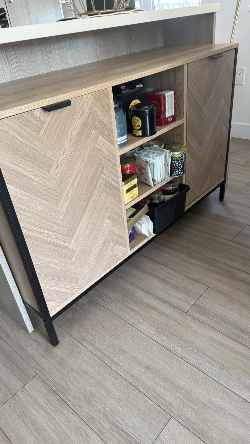Modern Wood Herringbone Storage Cabinet - photo 2