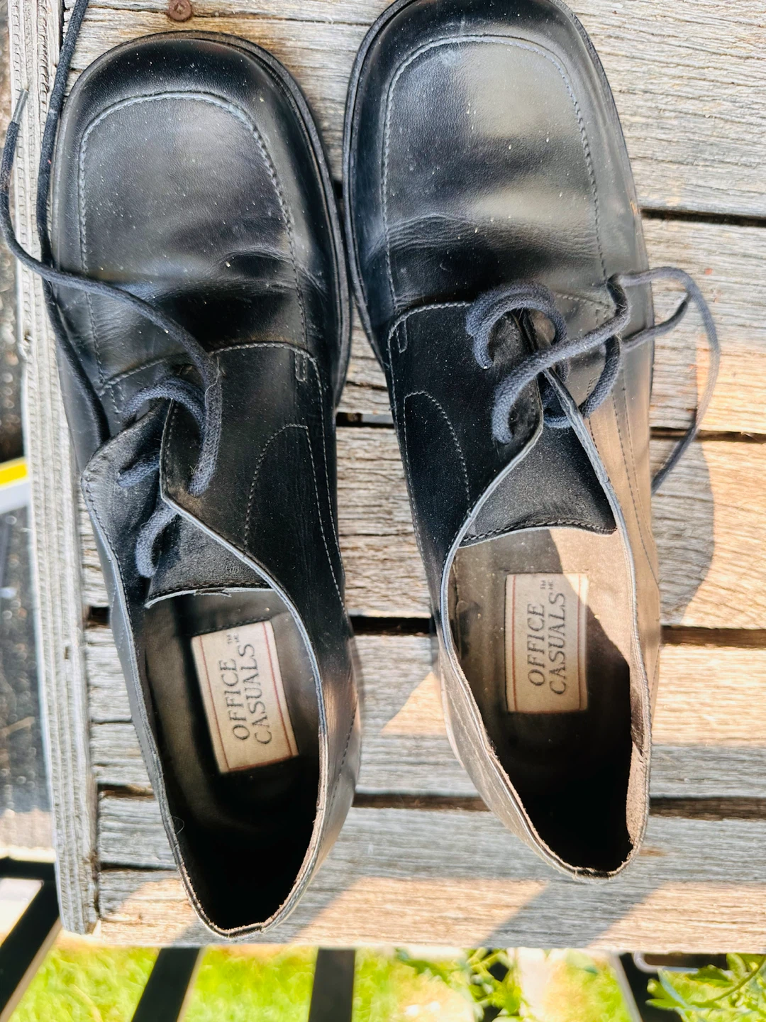 Office Casuals Black Leather Lace-Up Shoes
