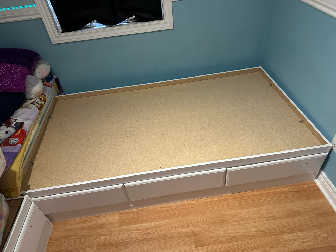 2 White Twin Bed Frame with Storage Drawers