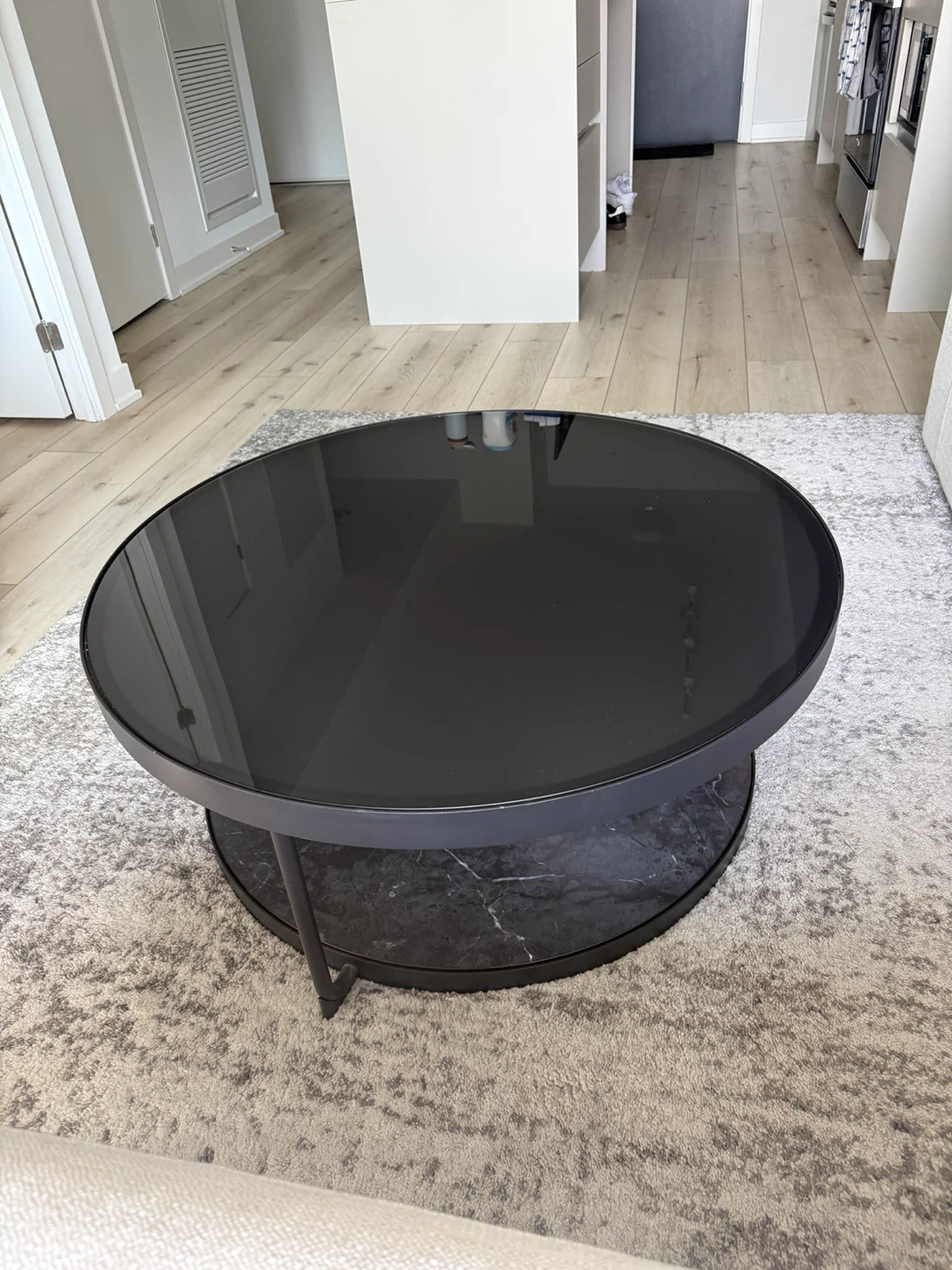 Round Black Glass Coffee Table