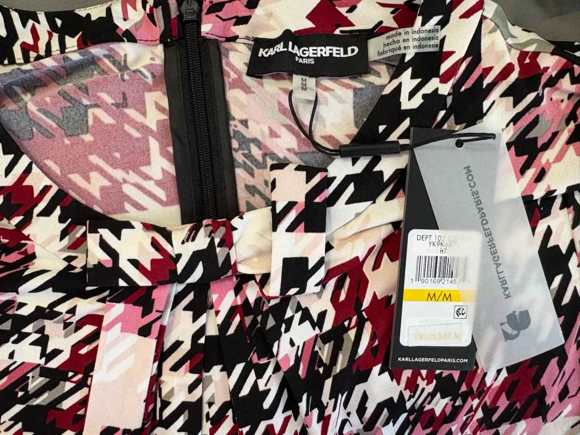 M - NEW WITH TAG! Karl Lagerfeld Paris Houndstooth blouse - photo 5