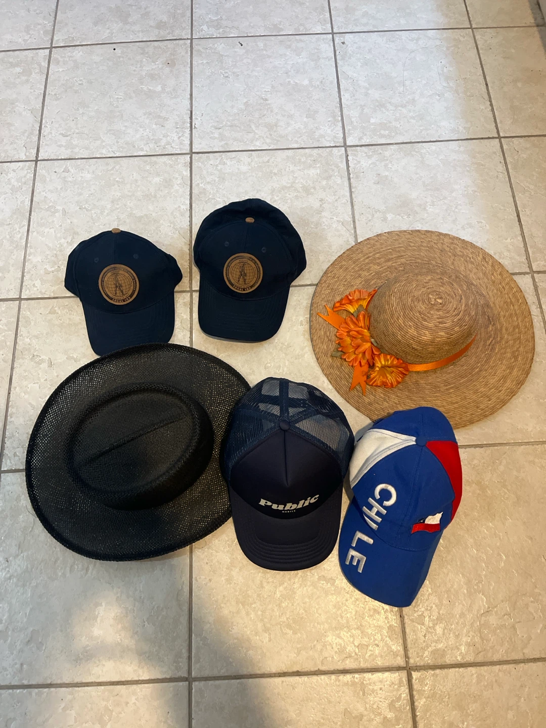 Assorted Hats - Baseball Caps, Sun Hat & Wide Brim Hat