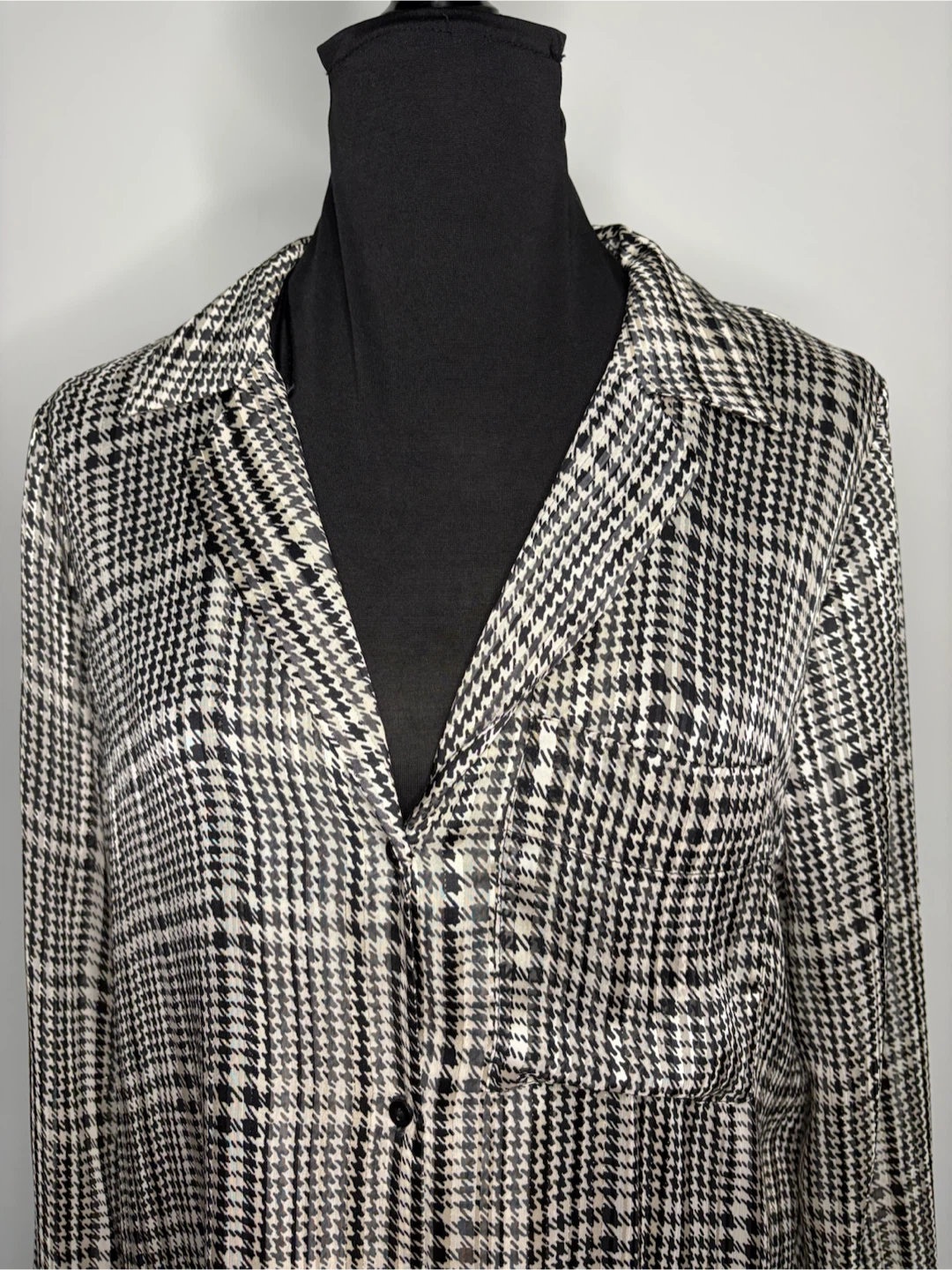 M (lose fit) - NEW WITH TAG! ZARA Houndstooth Long Sleeve Shirt - photo 5