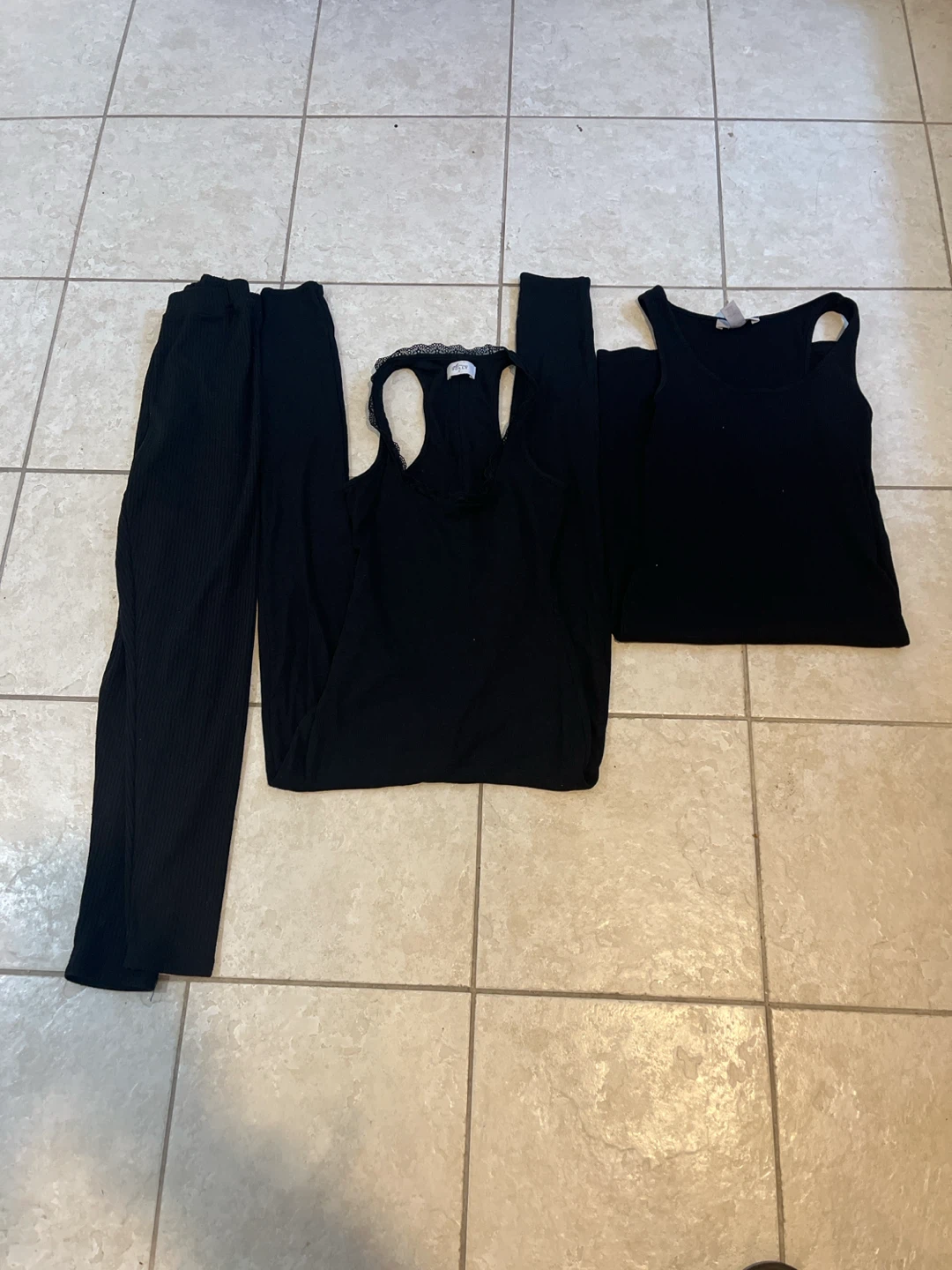 Black Ribbed Leggings Set