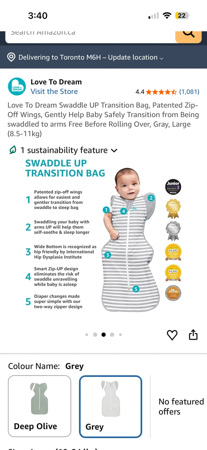 Brand new Love To Dream Swaddle UP Transition Bag - Grey, medium