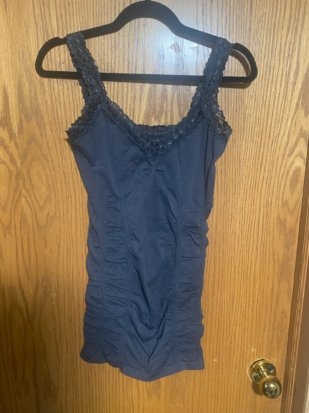 Two Women's Lace-Trim Tank Top in charcoal gray and teal - photo 2
