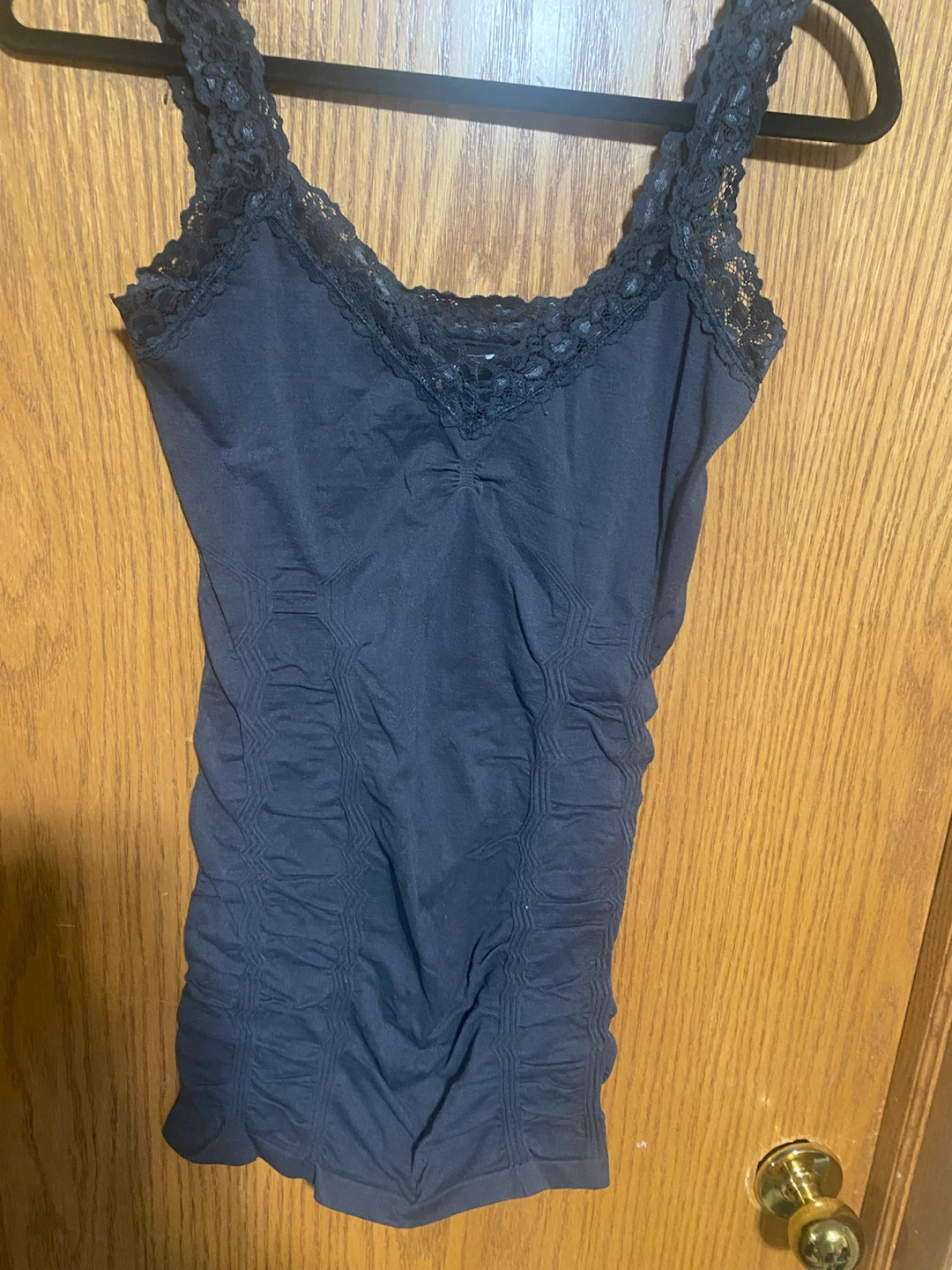 Two Women's Lace-Trim Tank Top in charcoal gray and teal - photo 3