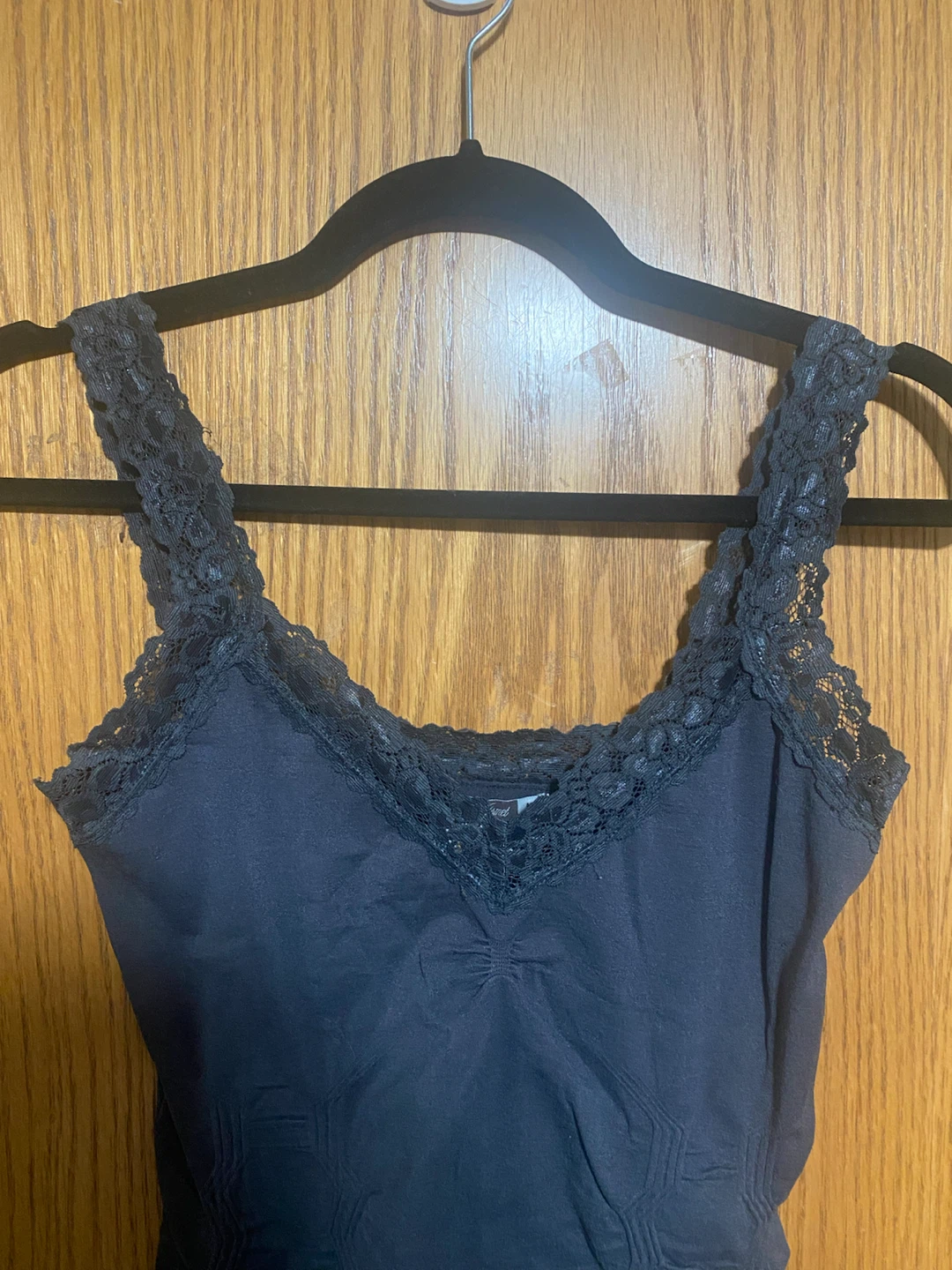 Two Women's Lace-Trim Tank Top in charcoal gray and teal - photo 4
