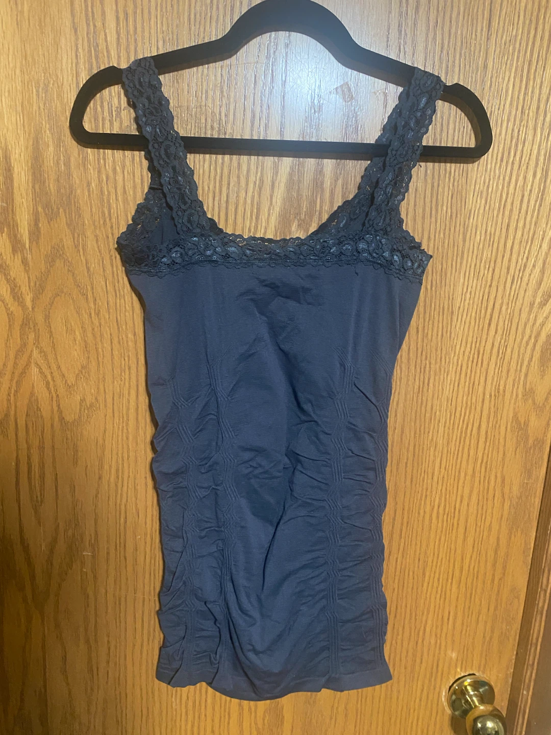 Two Women's Lace-Trim Tank Top in charcoal gray and teal - photo 5