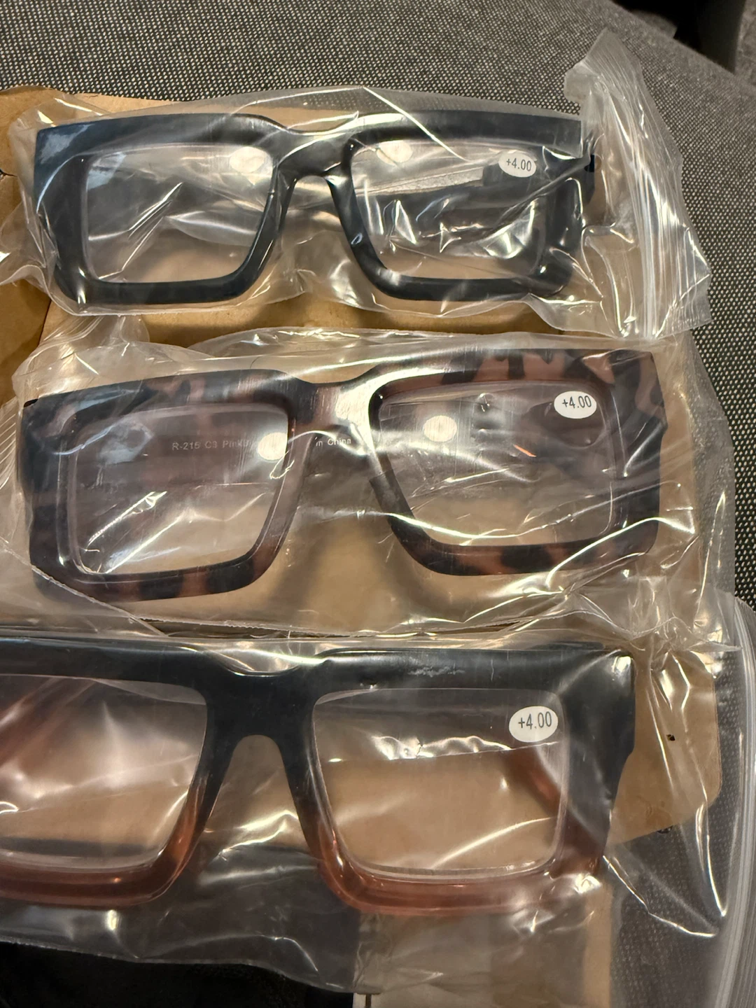 3 Pairs Reading Glasses +4.00 Diopter Anti Blue Light Lens