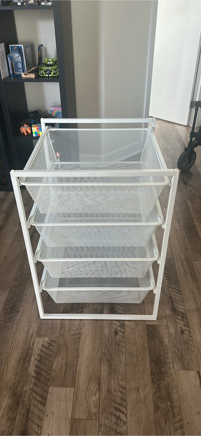 White 4-Tier Mesh Drawer Storage Unit - photo 3