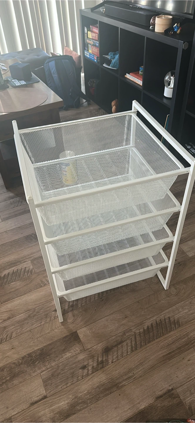 White 4-Tier Mesh Drawer Storage Unit - photo 4