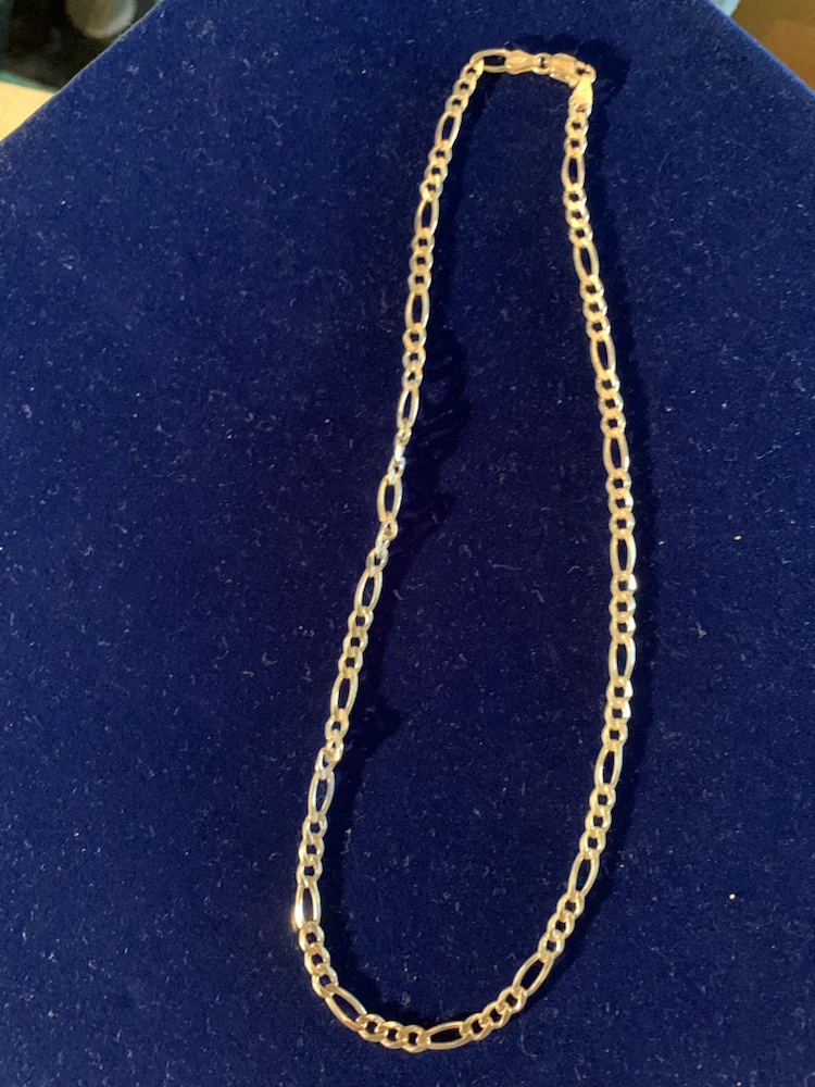 Italy-Sterling Silver Figaro Chain Necklace
