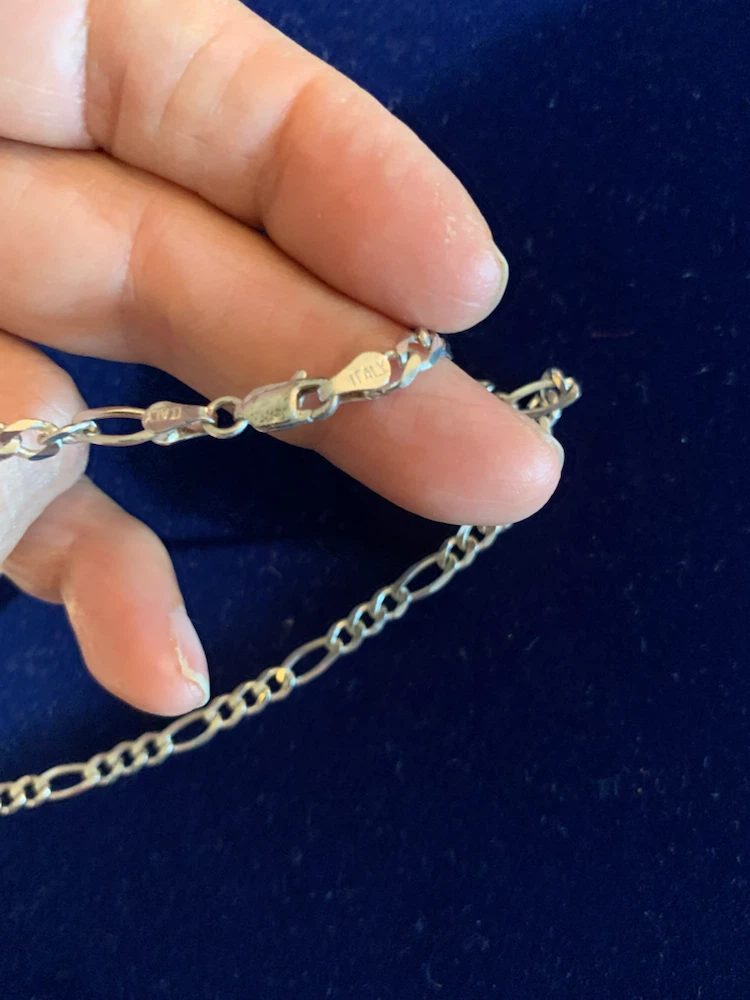Italy-Sterling Silver Figaro Chain Necklace - photo 3