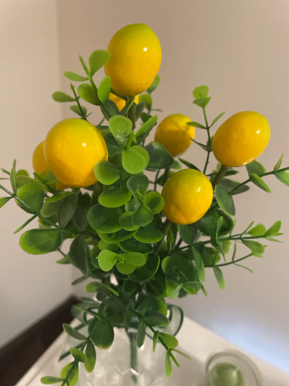 Decorative Lemon Faux Plant in Glass Vase - photo 2