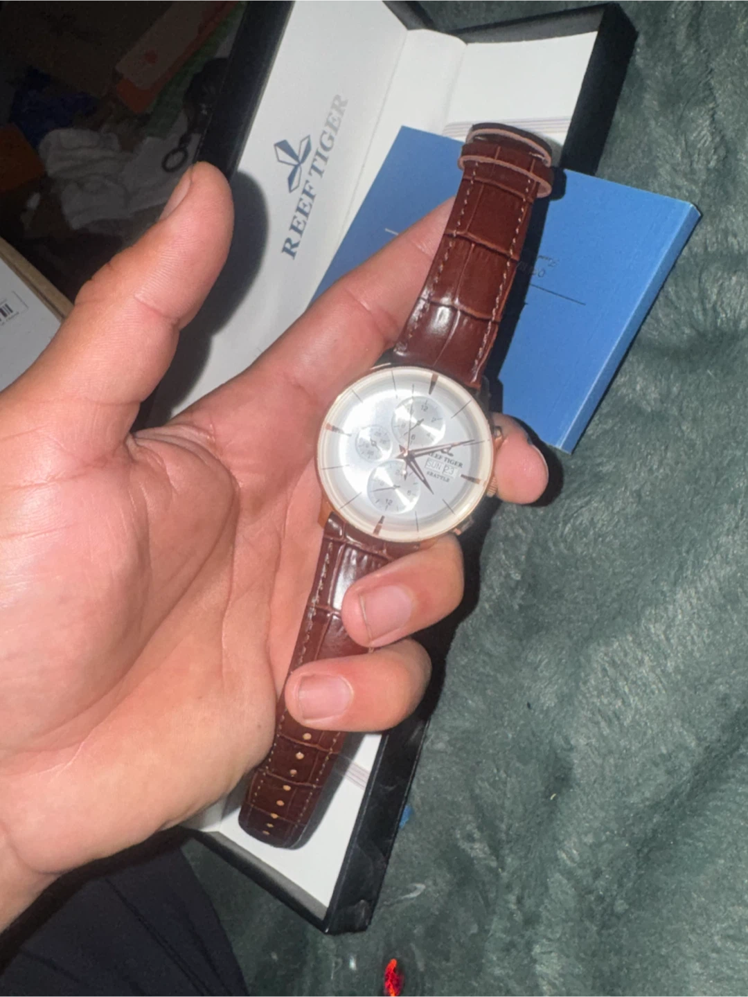 Reef Tiger Automatic Watch with Brown Leather Strap - photo 4