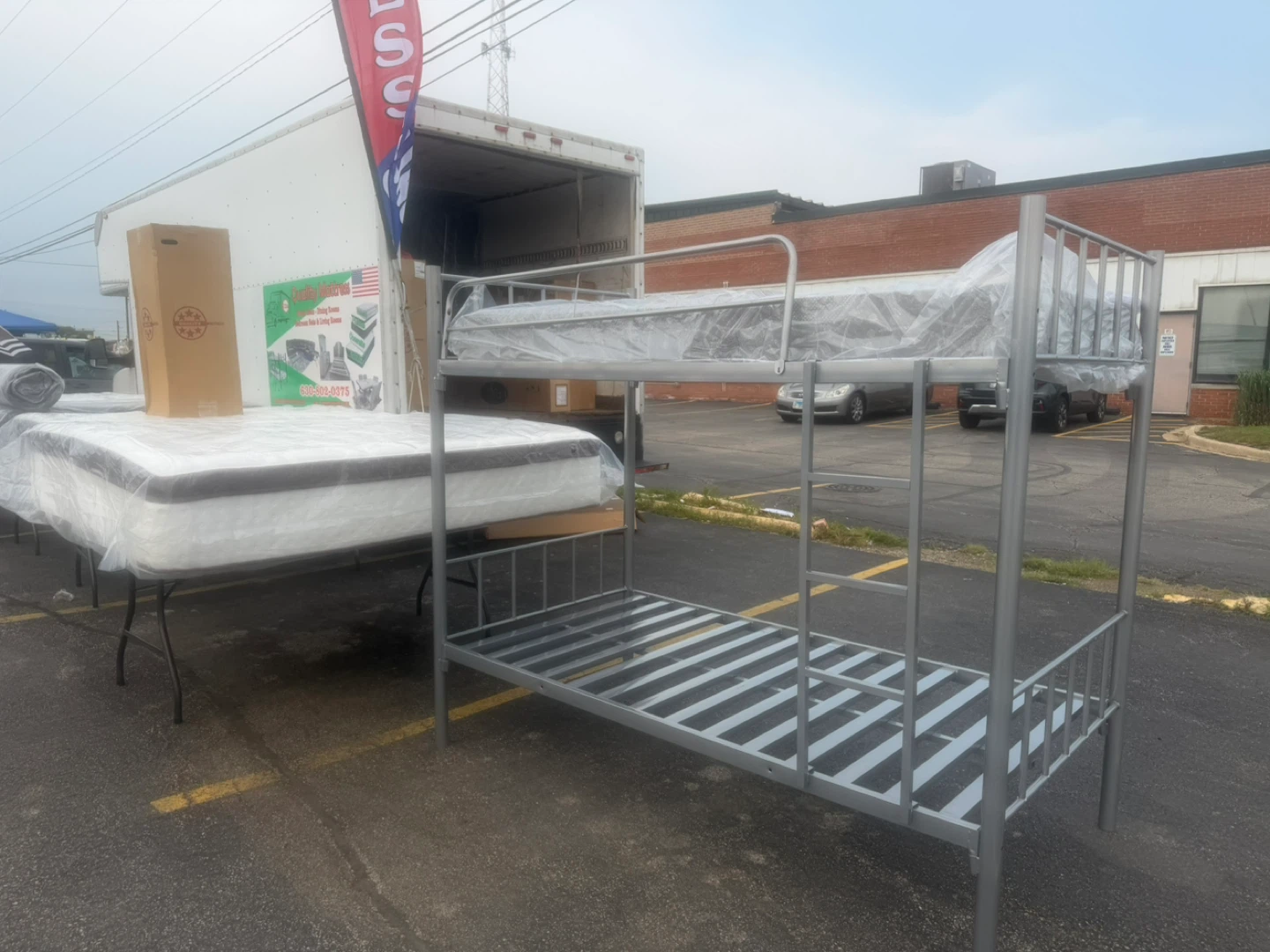 Metal Twin Bunk Bed Frame con Colchones Quality