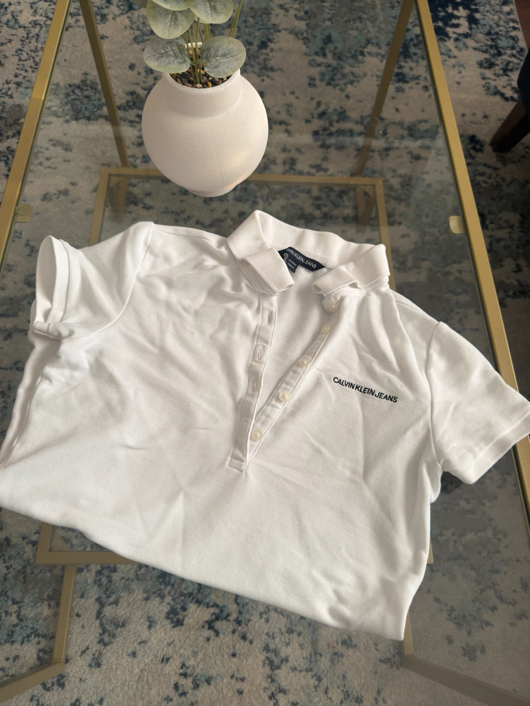 Calvin Klein Jeans White Polo Shirt – Size XS