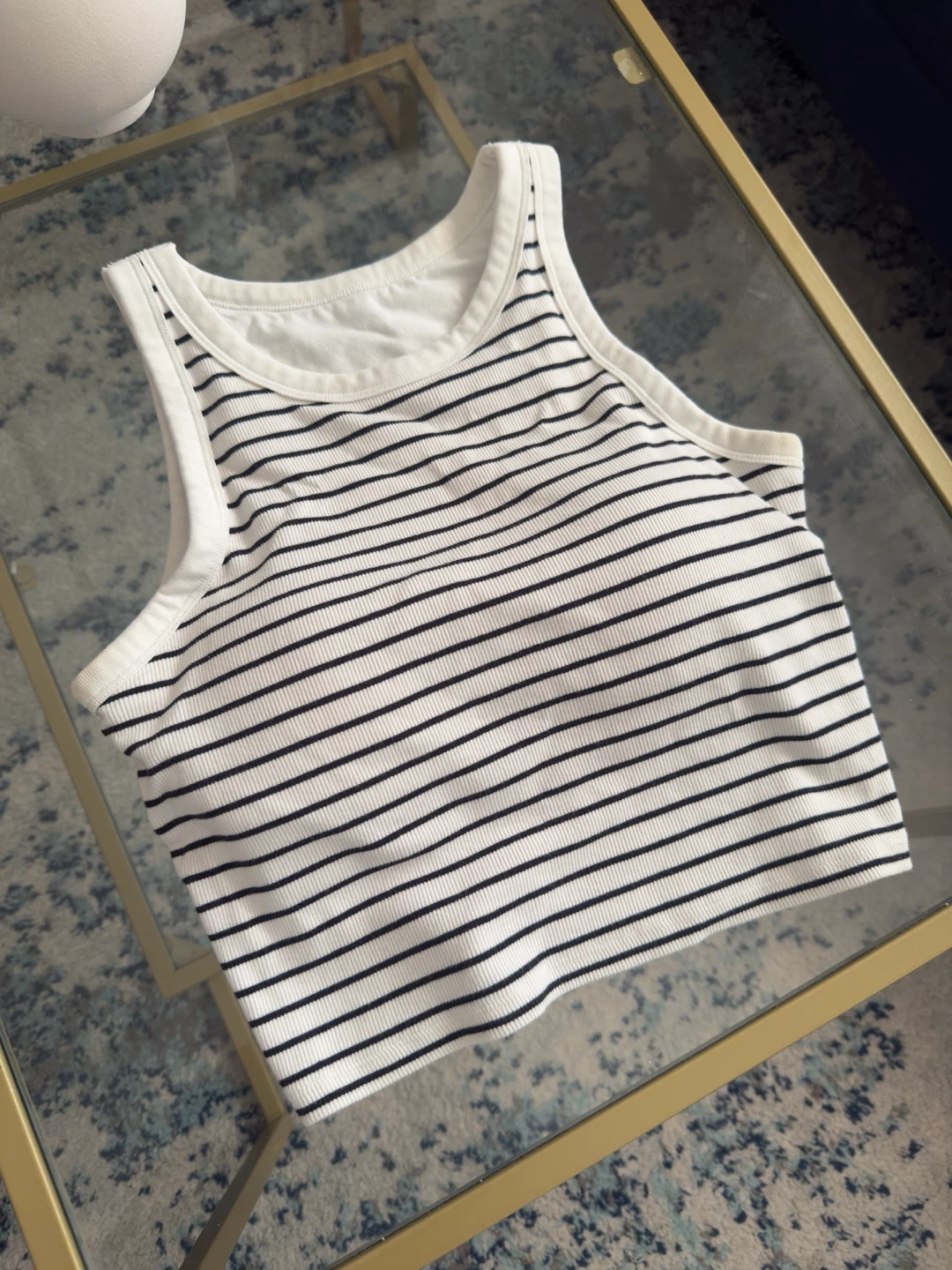 Uniqlo Ribbed Striped Cropped Tank Top - Size L