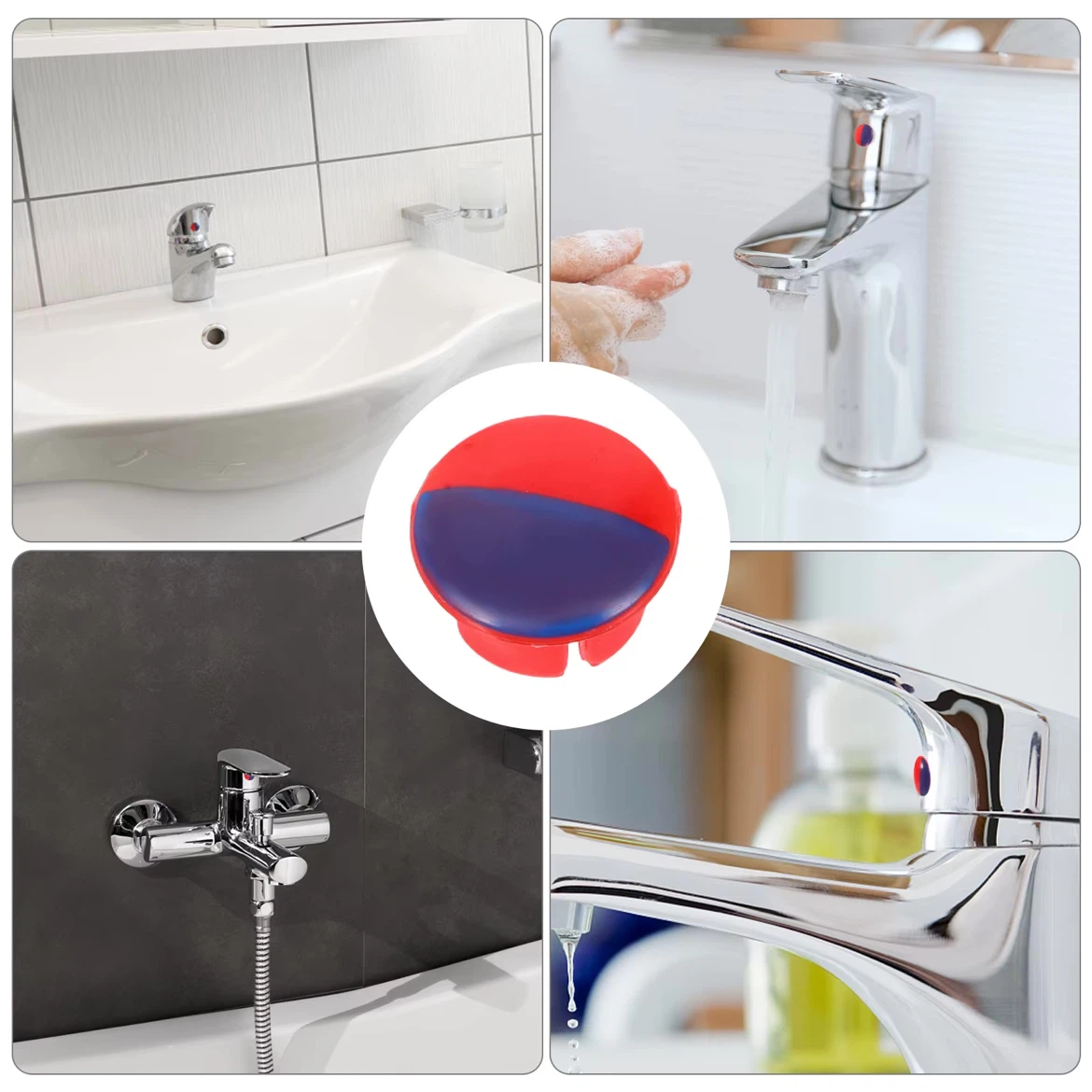 Hot & Cold Water Faucet Indicator 5 PCS Red & Blue Sign