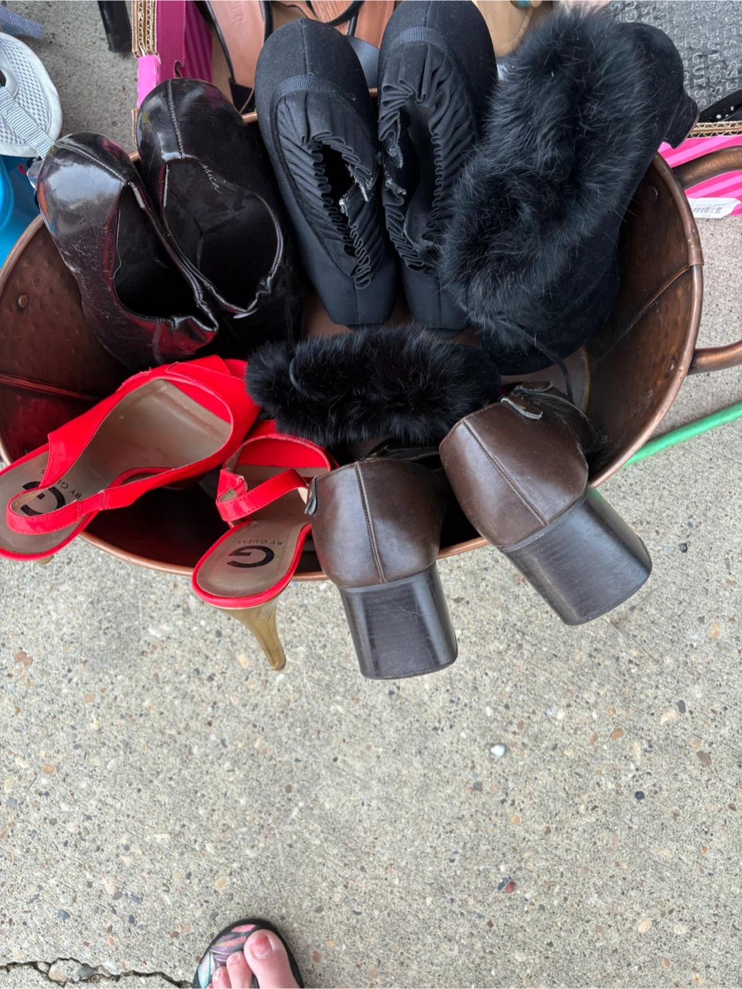 Guess Red Heels and Black Ballet Flats