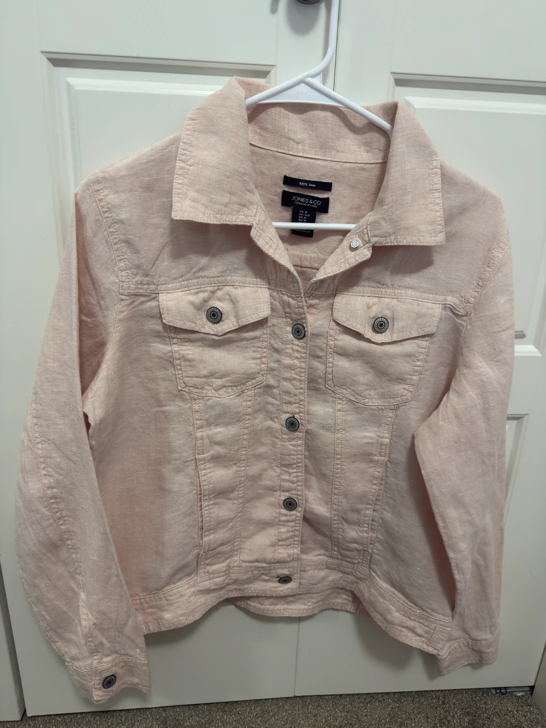 Jones & Co. Blush Pink Linen Blend Jacket – Size M