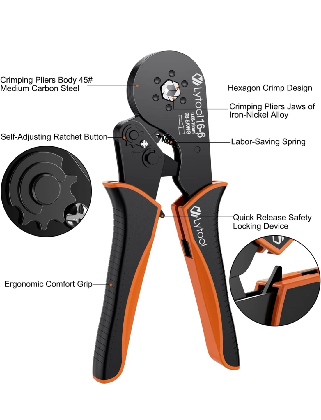 Lytool 16-6 Crimping Pliers 0.08-16mm² 28-5AWG - photo 2