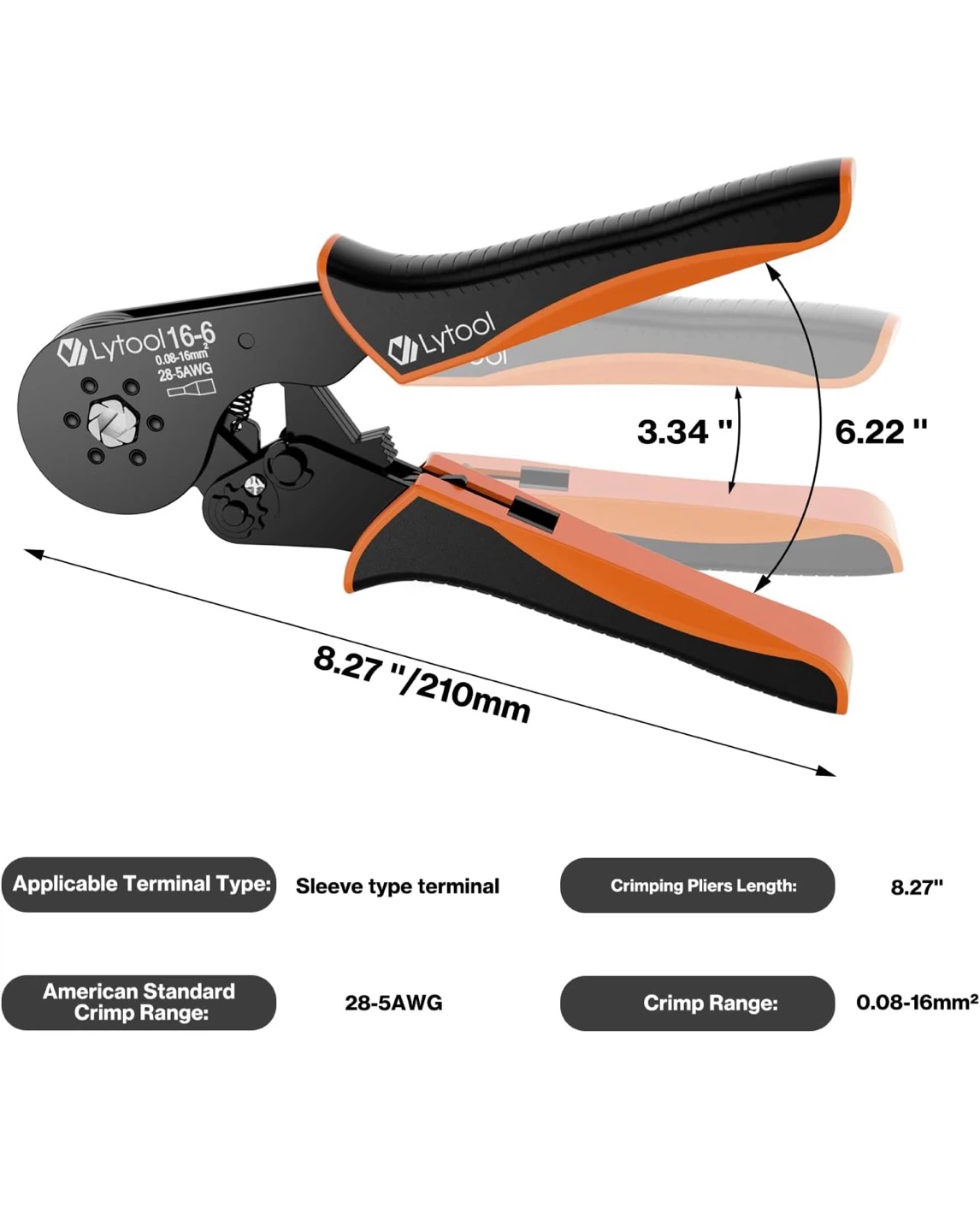 Lytool 16-6 Crimping Pliers 0.08-16mm² 28-5AWG - photo 3