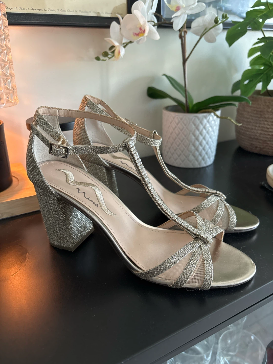 Women's White Gold Glitter Heels - photo 2