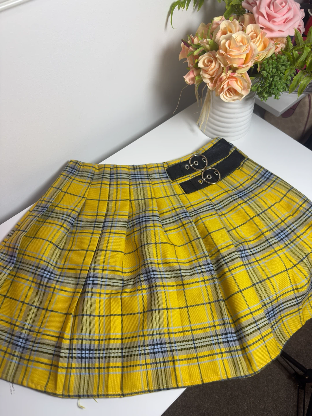 Forever 21 Yellow Plaid Pleated Mini Skirt – Size S