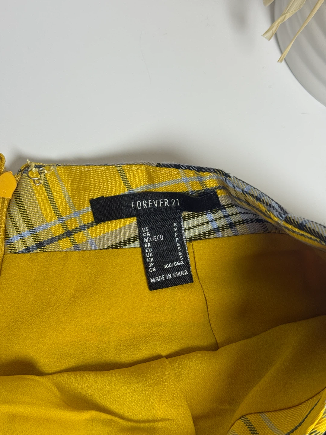 Forever 21 Yellow Plaid Pleated Mini Skirt – Size S - photo 2