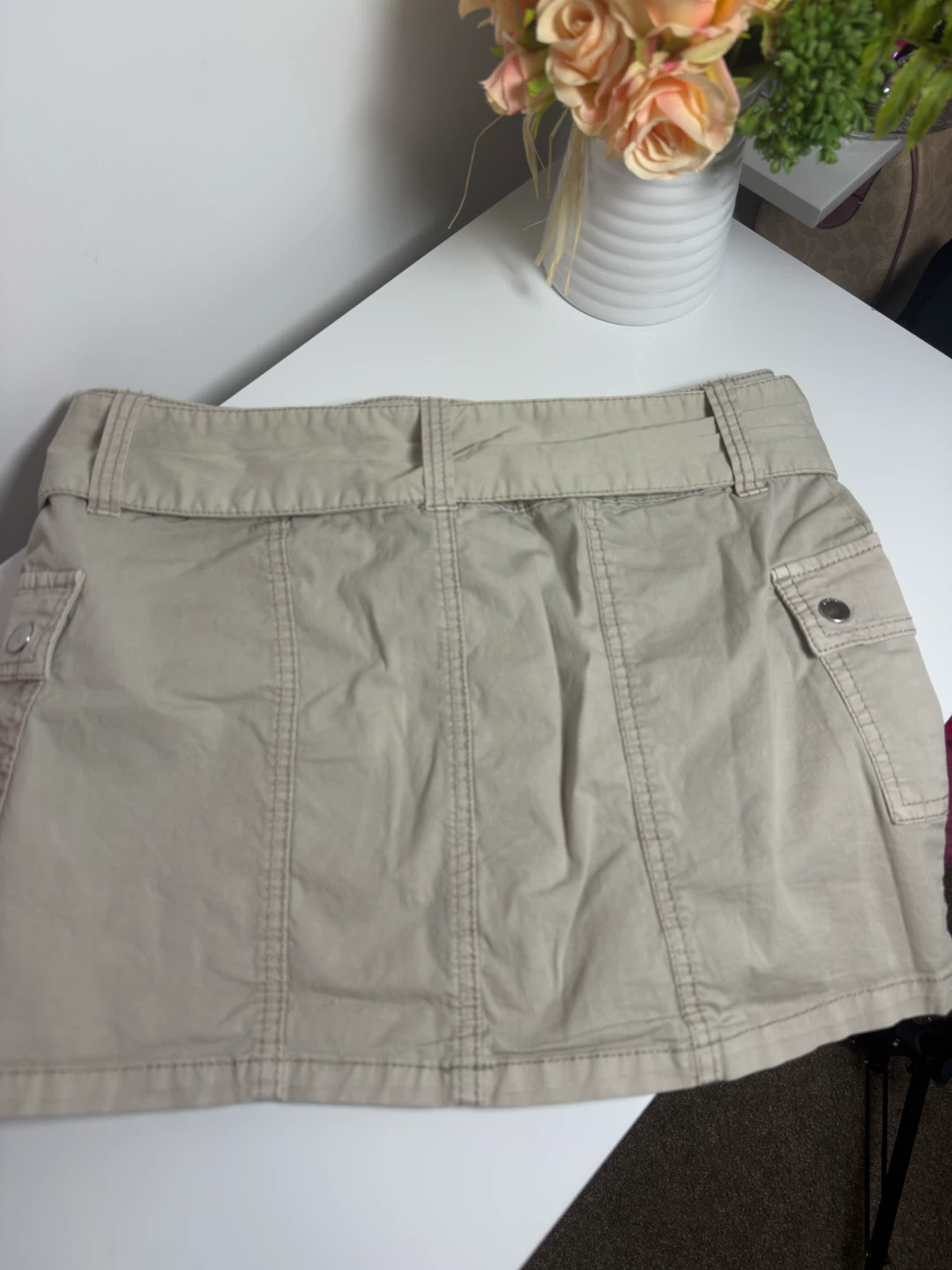 Garage Cargo Mini Skirt with Belt – Beige – Size P/S - photo 3