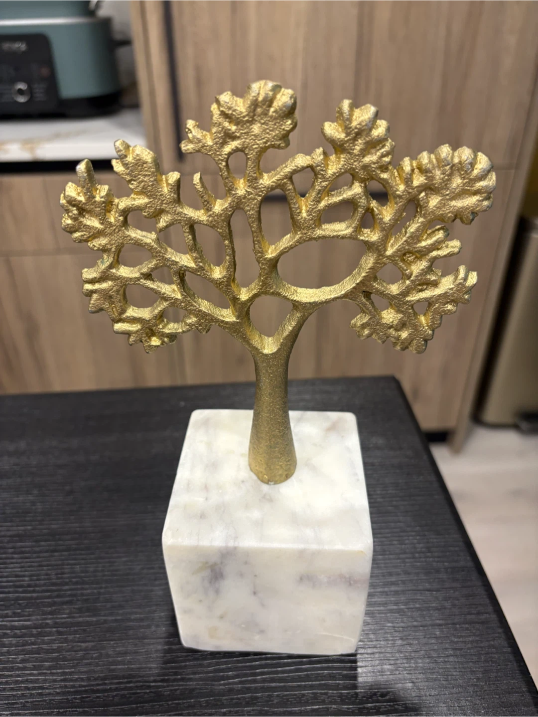 Gold Tree Sculpture with Marble Base