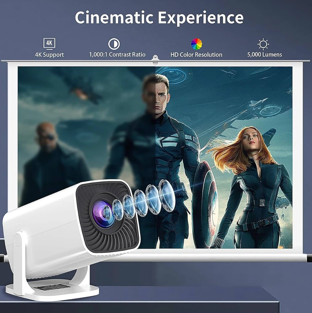 White Portable MINI Projector 4K with Remote - photo 2