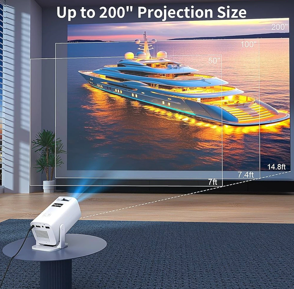 White Portable MINI Projector 4K with Remote - photo 3