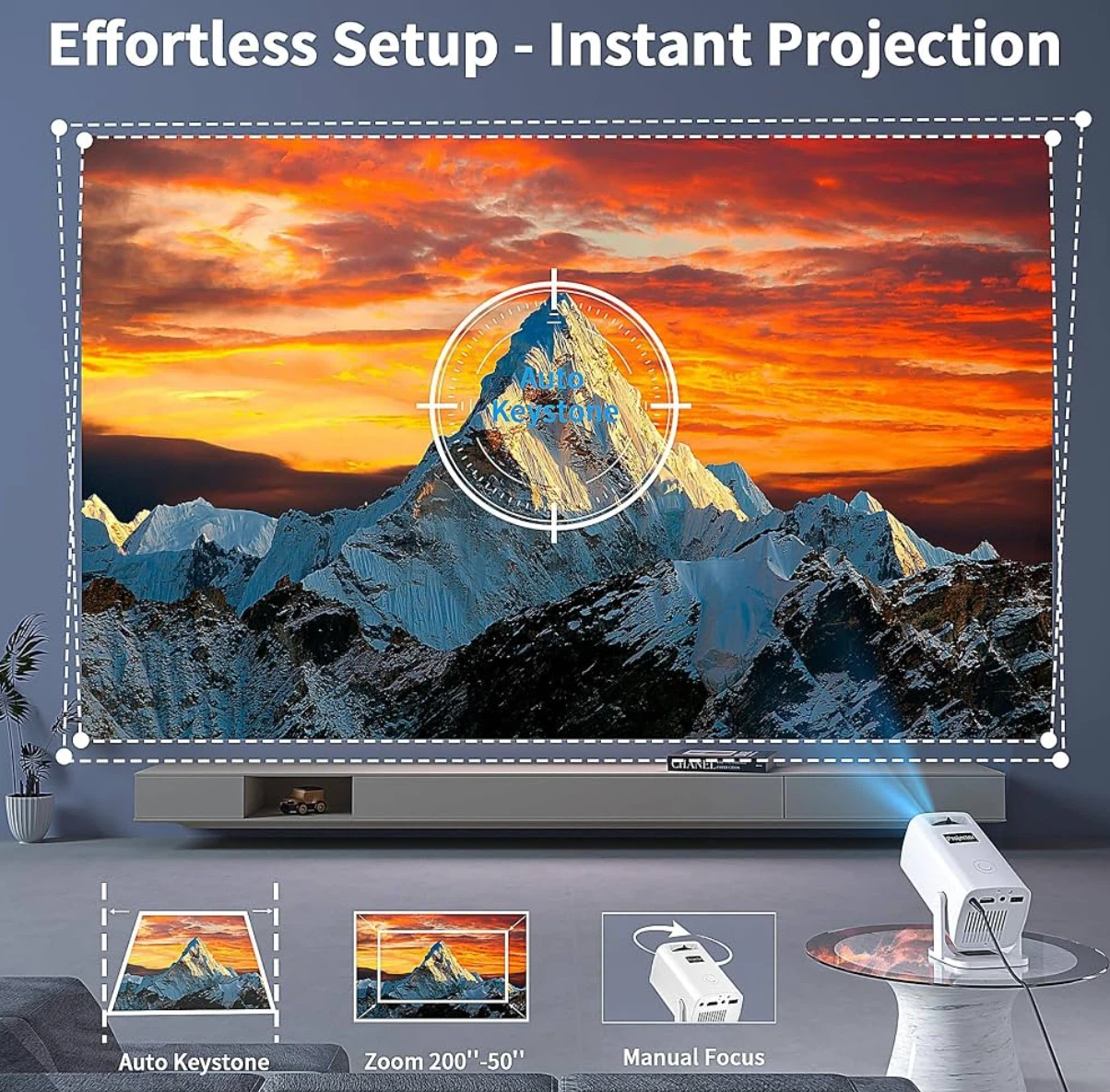 White Portable MINI Projector 4K with Remote - photo 4